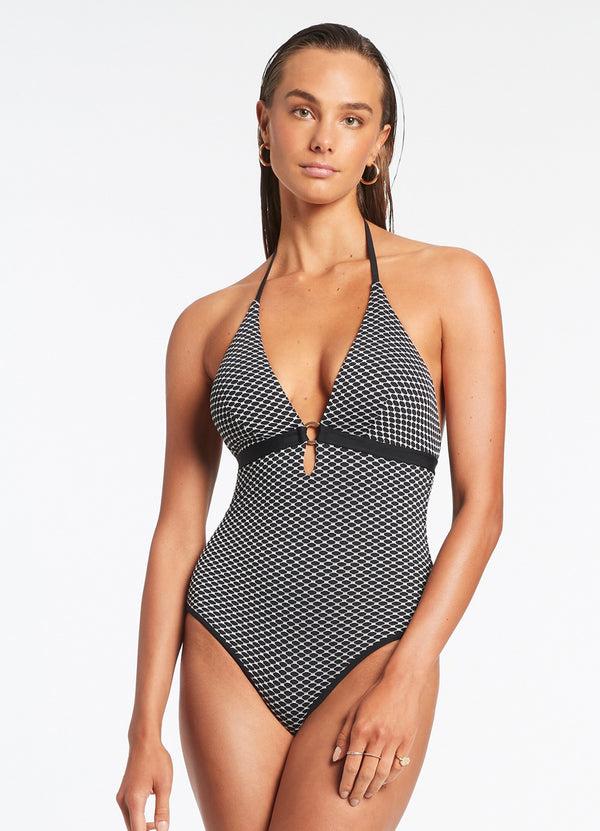 Seafolly Corallo Deep Plunge One Piece - Black