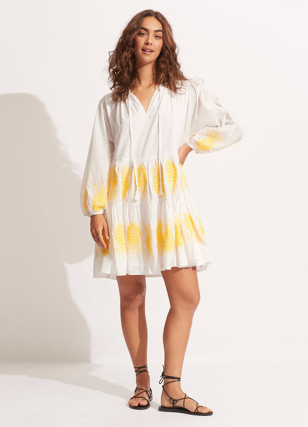 Seafolly Corsica Embroidery Tier Dress - White