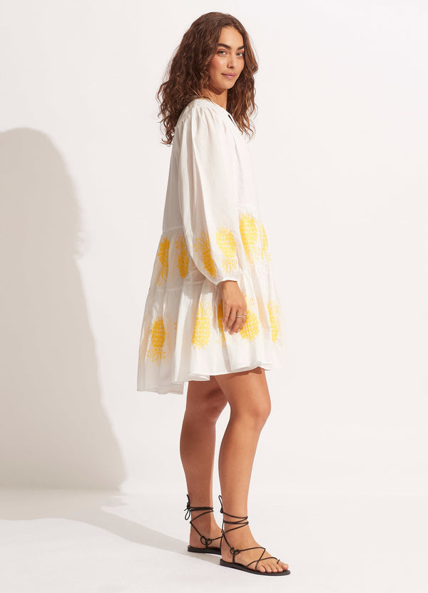 Seafolly Corsica Embroidery Tier Dress - White