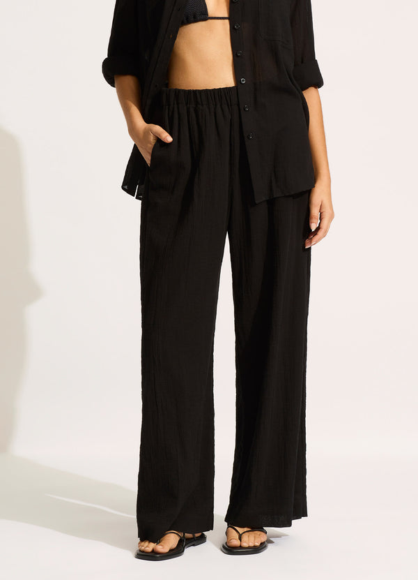 Seafolly Crinkle Beach Pant - Black
