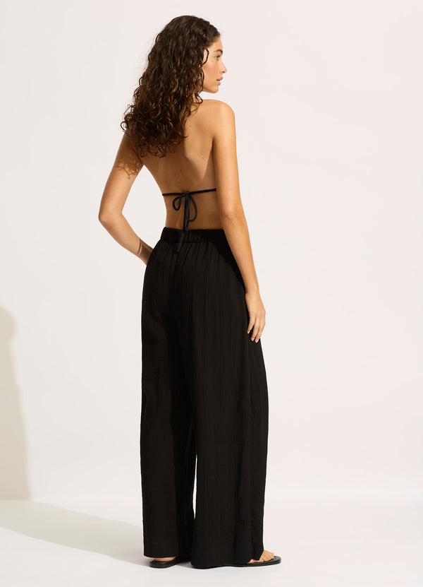 Seafolly Crinkle Beach Pant - Black