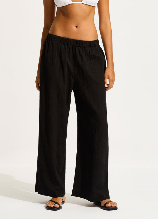Seafolly Crinkle Beach Pant - Black