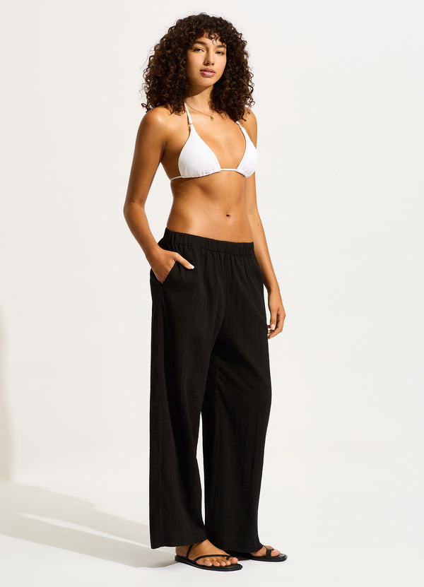 Seafolly Crinkle Beach Pant - Black