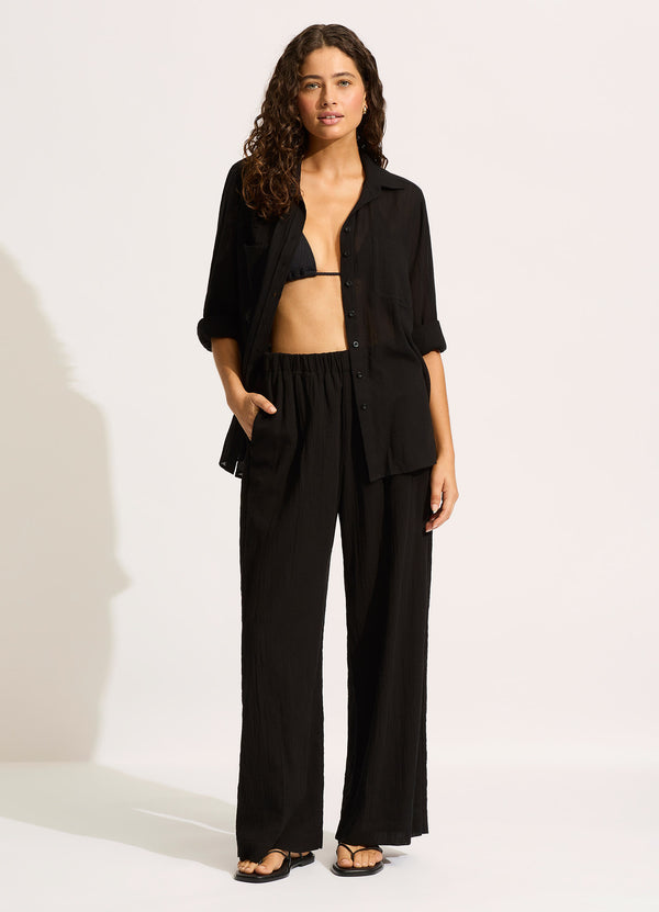 seafolly Crinkle Beach Pant - Black