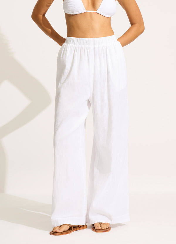 Seafolly Crinkle Beach Pant - White
