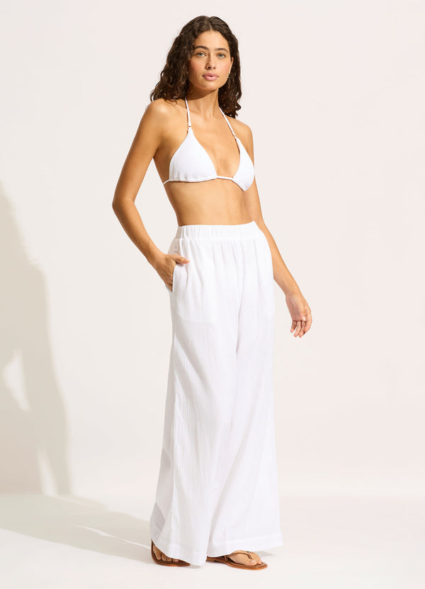 Seafolly Crinkle Beach Pant - White