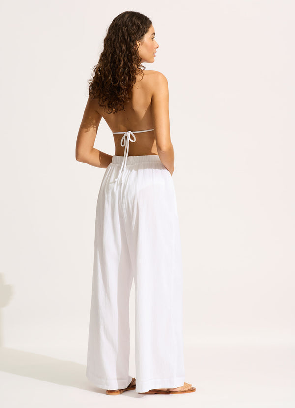 Seafolly Crinkle Beach Pant - White