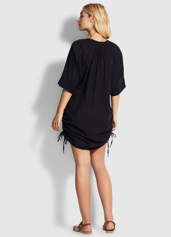 Seafolly Crinkle Cotton Cover Up - Black