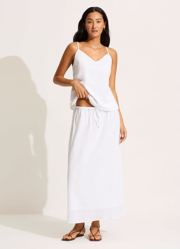 seafolly Crinkle Maxi Skirt - White