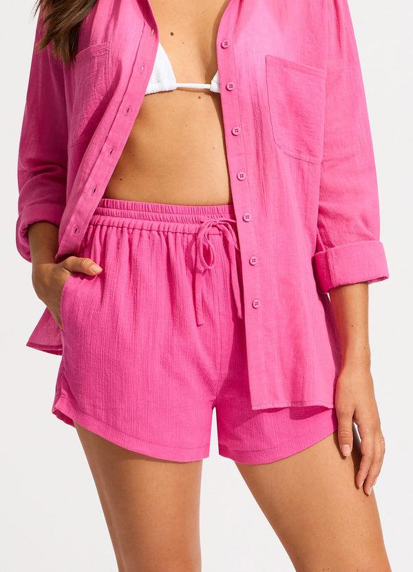 Seafolly Crinkle Short - Hot Pink