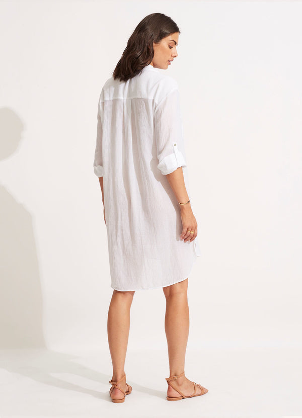 Seafolly Crinkle Twill Beach Shirt - White