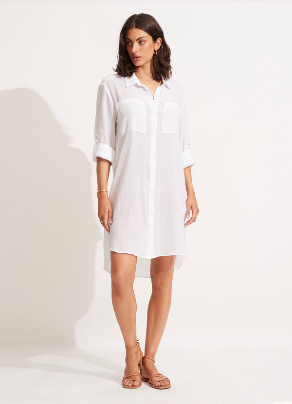 seafolly Crinkle Twill Beach Shirt - White