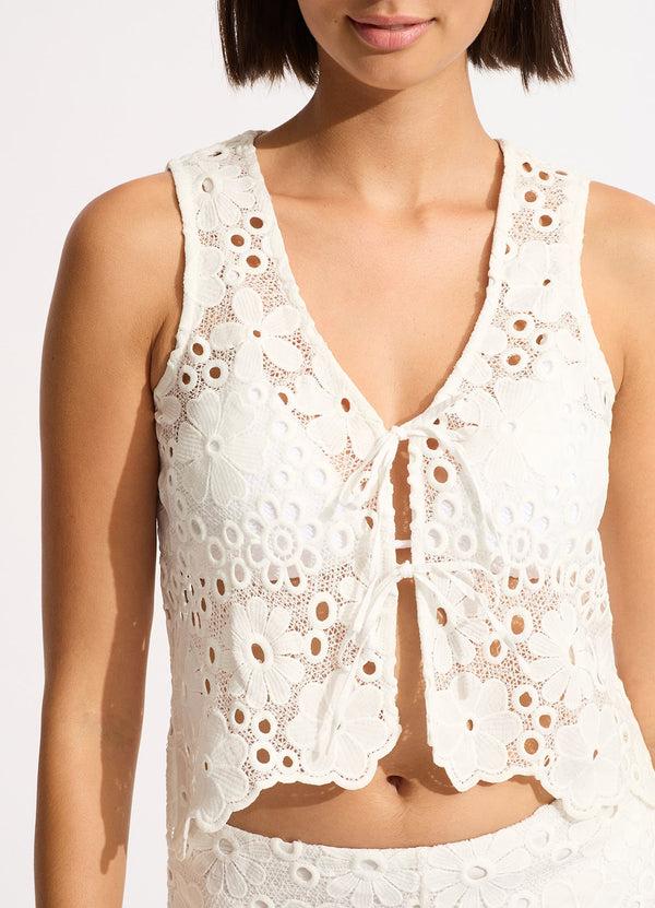 Seafolly Crochet Top - White