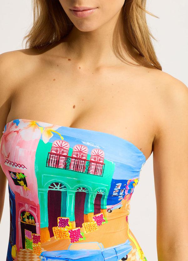 Seafolly Cuba DD Bandeau One Piece - Turquoise