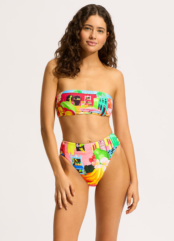 seafolly Cuba High Rise Bikini Bottom - Turquoise