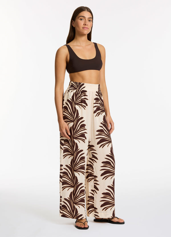 Seafolly Dahlia Palm Wide Leg Pant - Cream