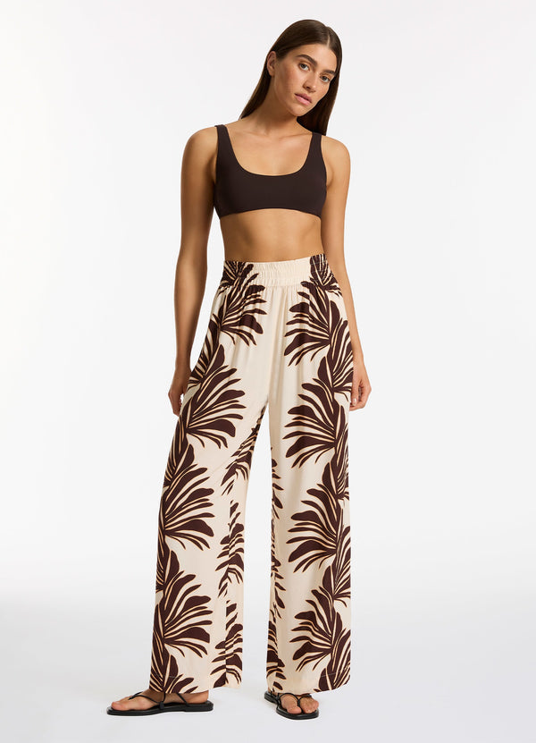 Seafolly Dahlia Palm Wide Leg Pant - Cream