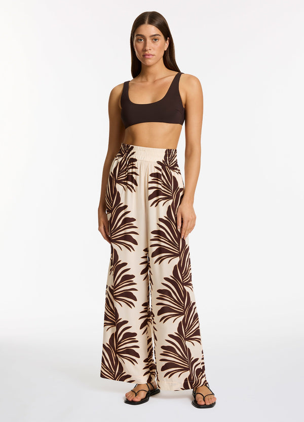 seafolly Dahlia Palm Wide Leg Pant - Cream