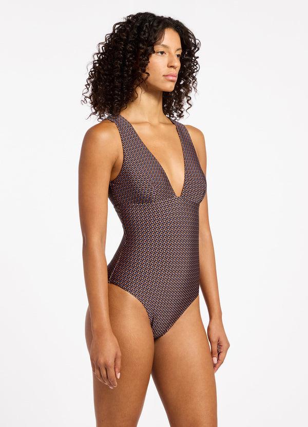 Seafolly Desert Geo Plunge One Piece