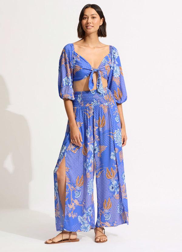 seafolly Eden Shirring Pant - Azure