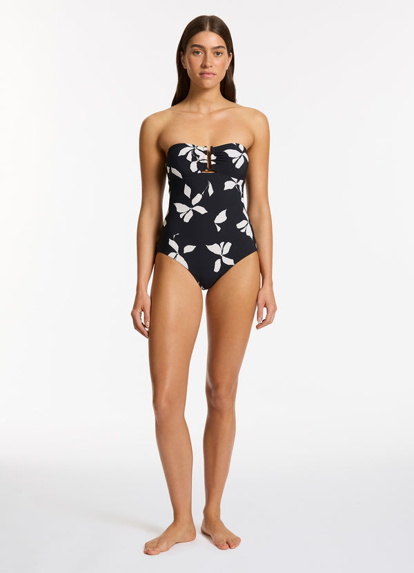 seafolly Elora Bloom Bandeau One Piece - Black