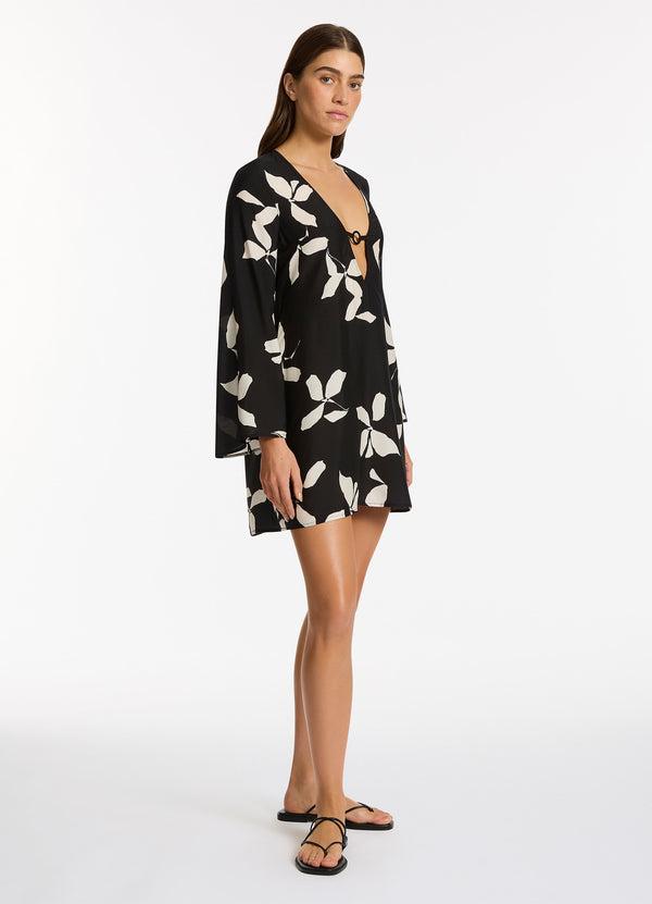 Seafolly Elora Bloom Mini Kaftan - Black