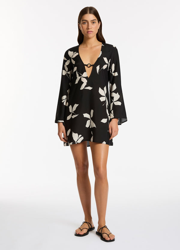 seafolly Elora Bloom Mini Kaftan - Black