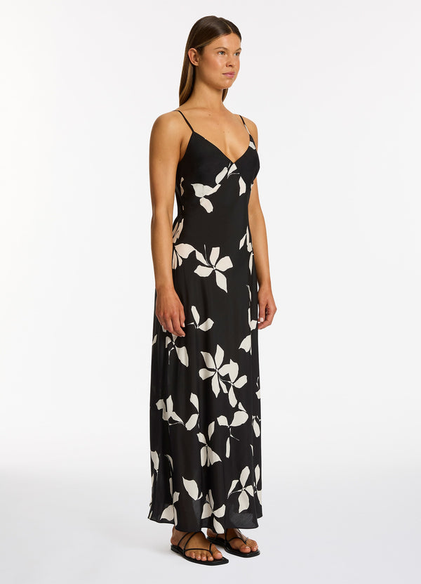 Seafolly Elora Bloom Slip Maxi Dress - Black
