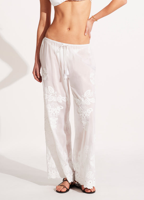 Seafolly Embroidered Pant - White