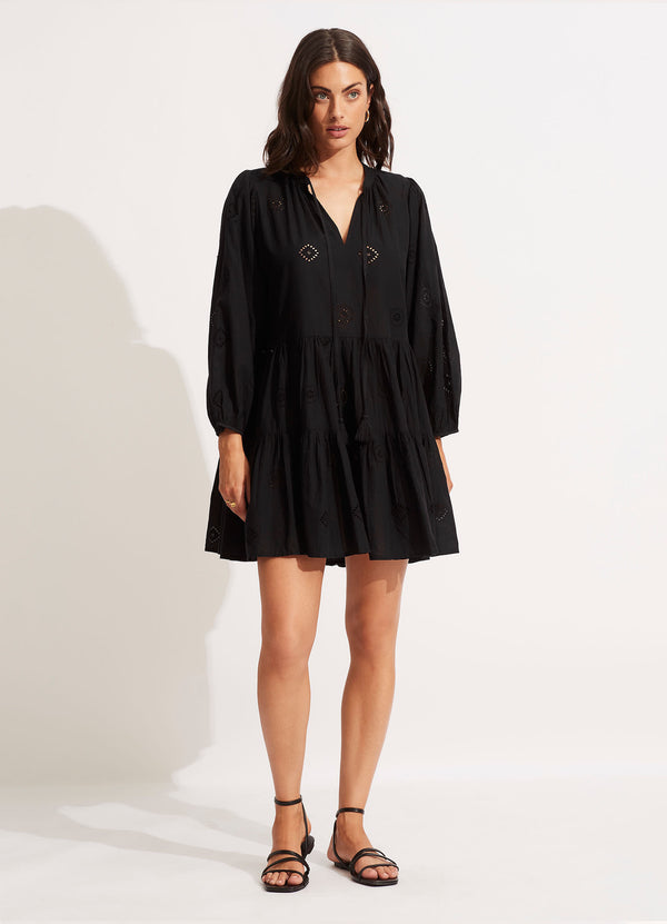 Seafolly Embroidery Tiered Dress - Black