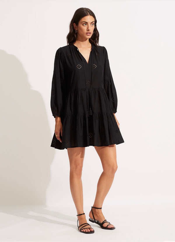 Seafolly Embroidery Tiered Dress - Black