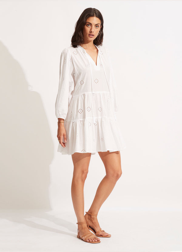 Seafolly Embroidery Tiered Dress - White