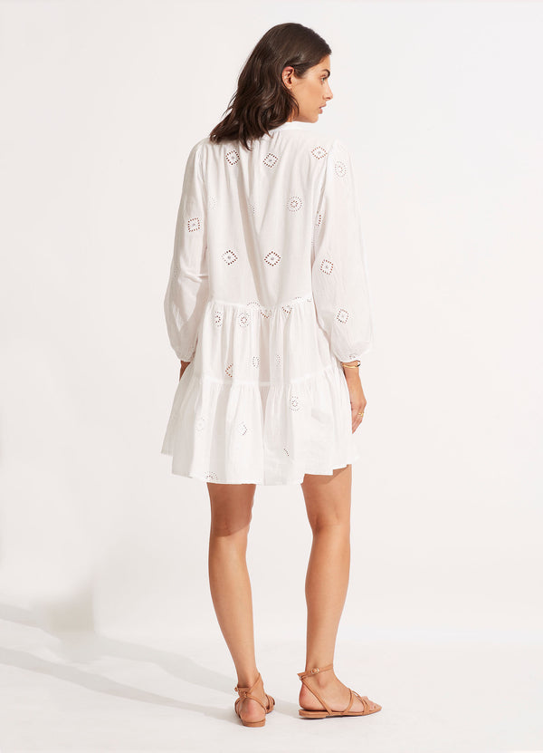 Seafolly Embroidery Tiered Dress - White
