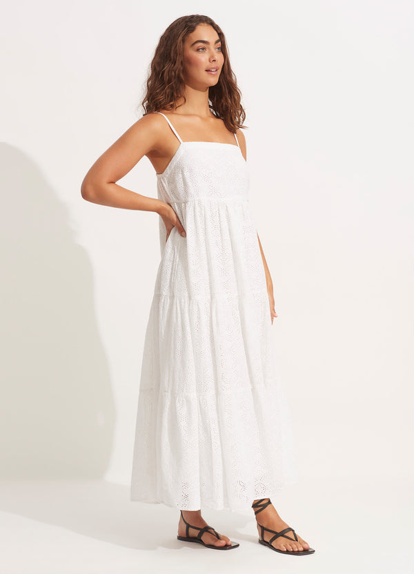 Seafolly Embroidery Tiered Dress - White