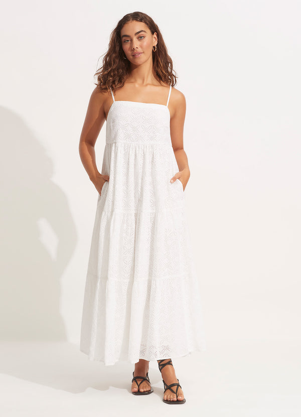 seafolly Embroidery Tiered Dress - White