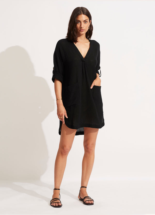 seafolly Essential Cover Up - Black