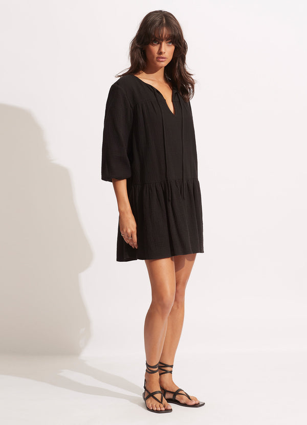 Seafolly Fallow Textured Cotton Cover Up - Black