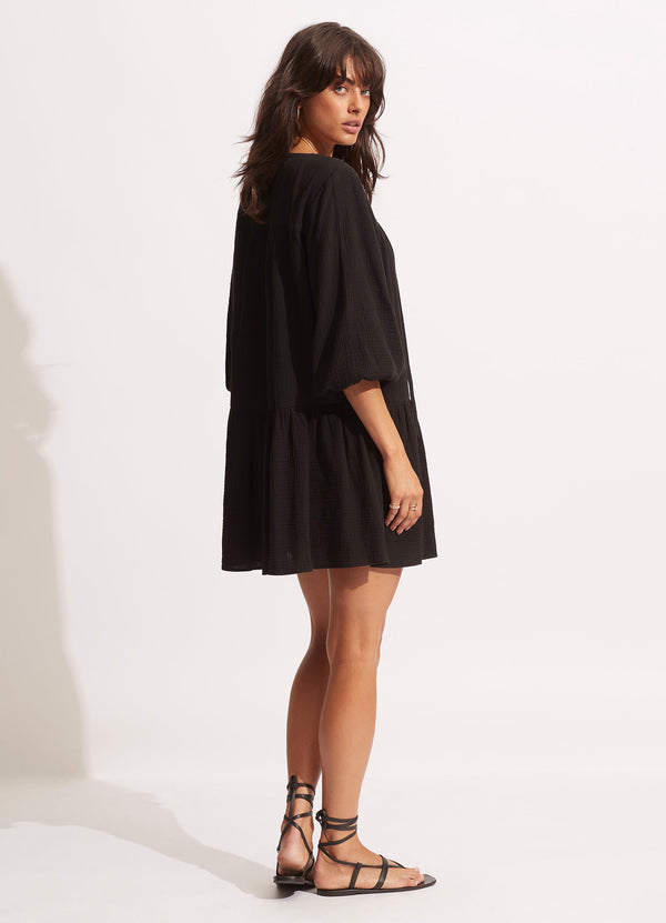 Seafolly Fallow Textured Cotton Cover Up - Black