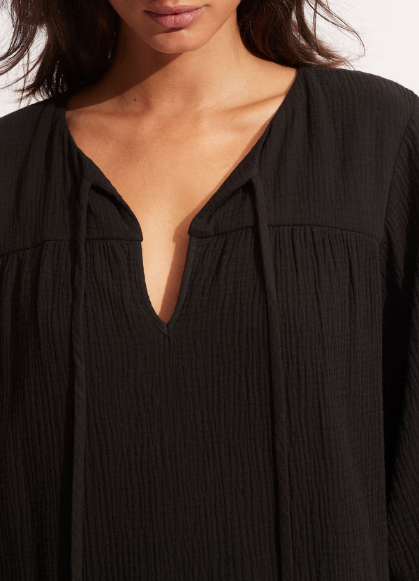Seafolly Fallow Textured Cotton Cover Up - Black