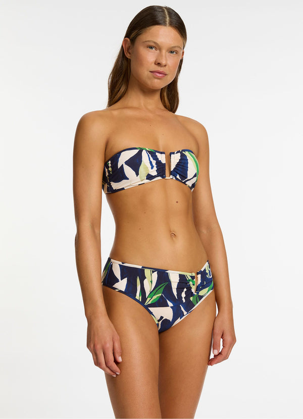 Seafolly Fauna U Trim Mid Rise Bikini Bottom - Ink