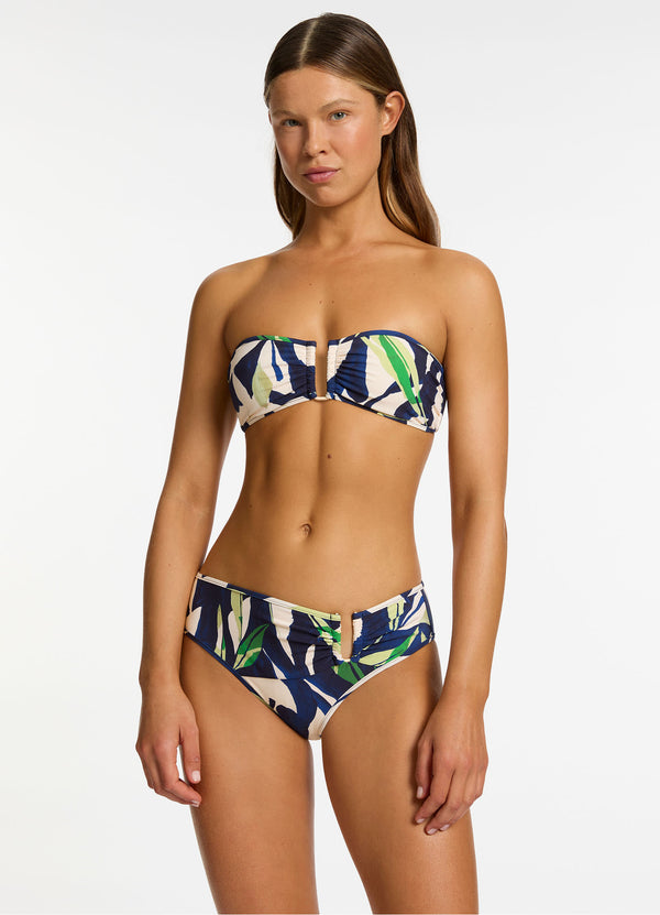 Seafolly Fauna U Trim Mid Rise Bikini Bottom - Ink