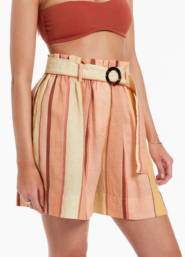 Seafolly Fira Stripe High Waist Short - Marigold
