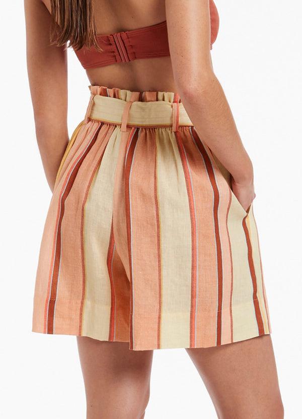Seafolly Fira Stripe High Waist Short - Marigold