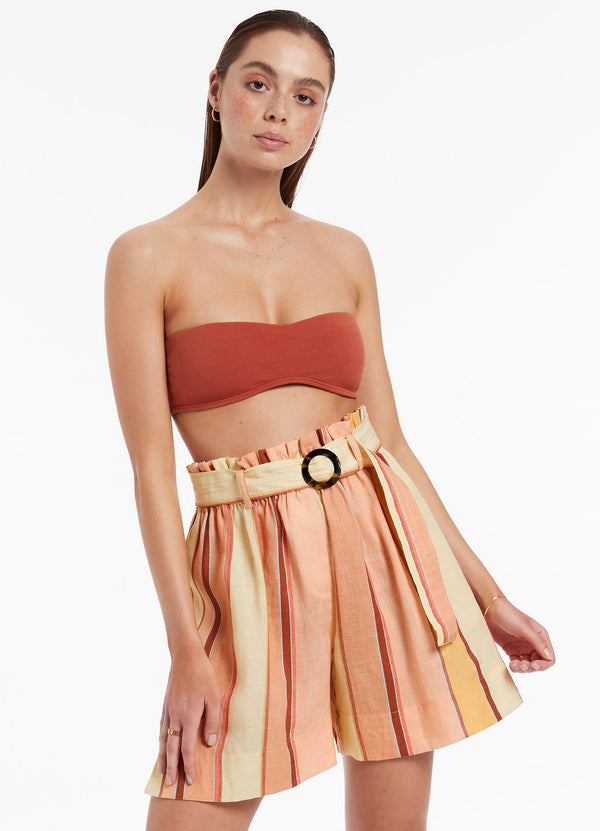 seafolly Fira Stripe High Waist Short - Marigold