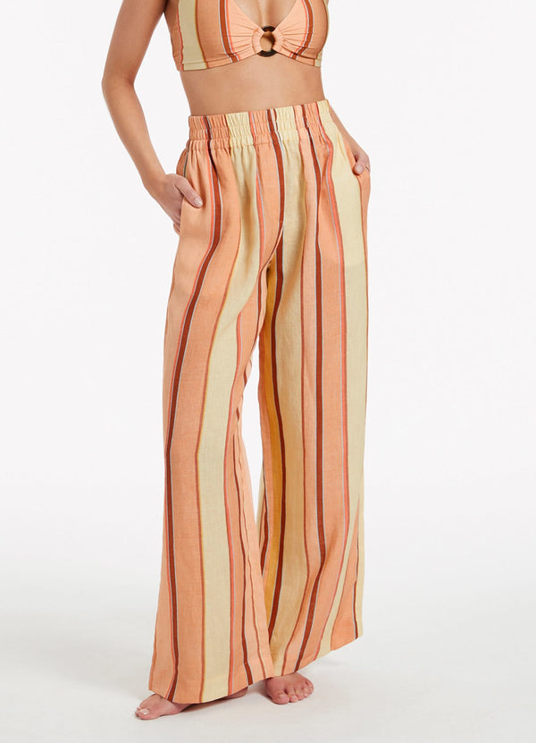 Seafolly Fira Stripe Wide Leg Pants - Marigold