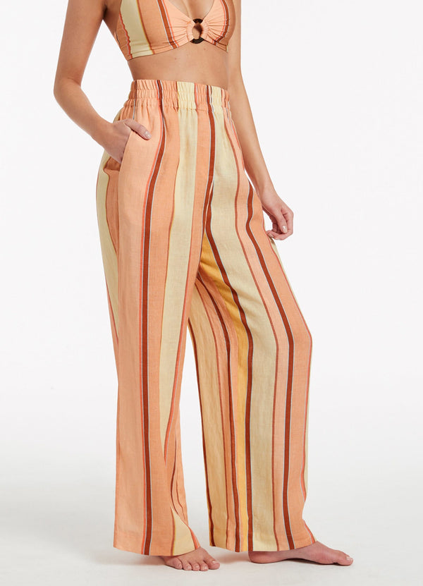 Seafolly Fira Stripe Wide Leg Pants - Marigold
