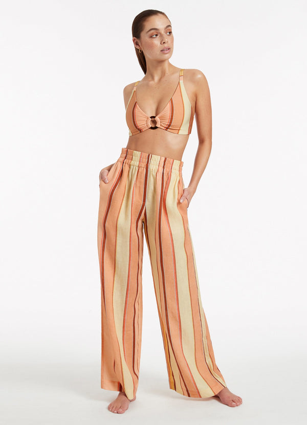 seafolly Fira Stripe Wide Leg Pants - Marigold