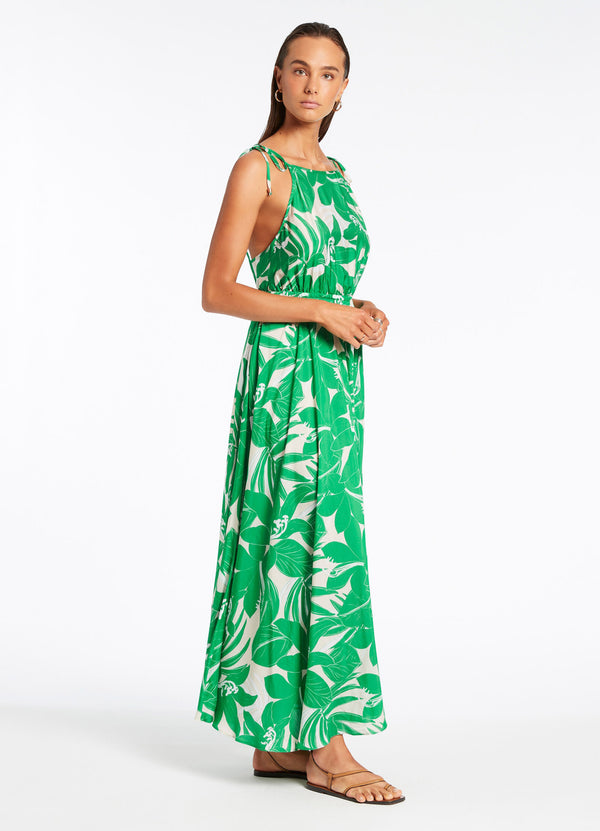 Seafolly Floreale Backless Maxi Dress - Green