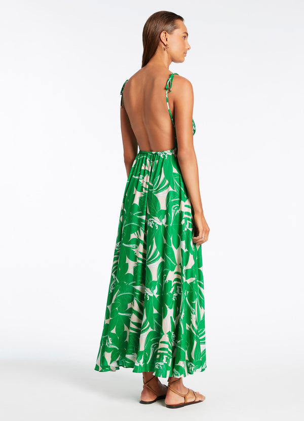 Seafolly Floreale Backless Maxi Dress - Green
