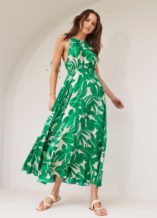 seafolly Floreale Backless Maxi Dress - Green